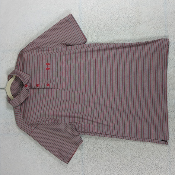 Under Armour Heat Gear Men's Red & Gray Striped‎ Polo Shirt Size S - Picture 1 of 6